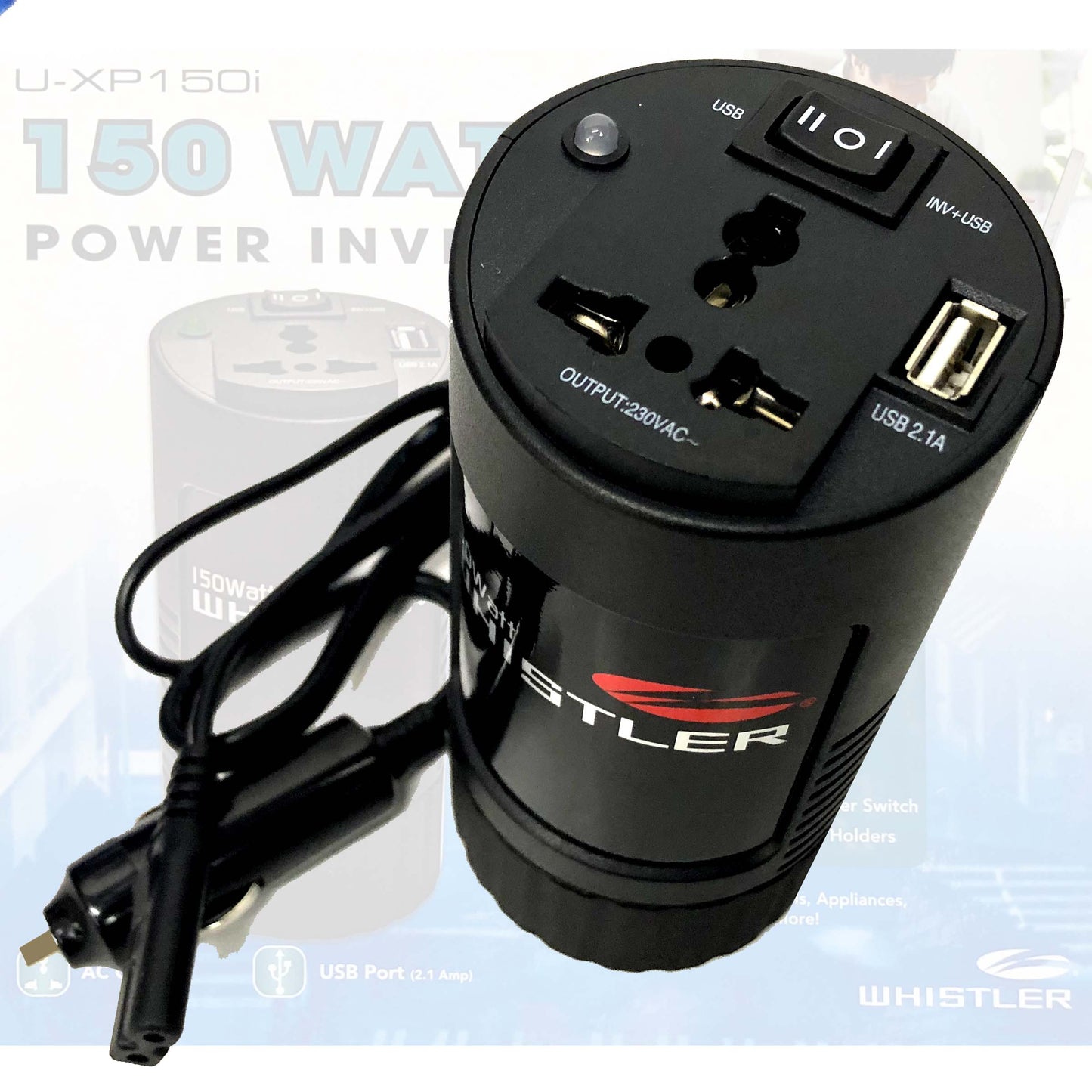 Smart 150W Compact Car Power Inverter | 12V to 230–240V AC (Cup Holder Size)