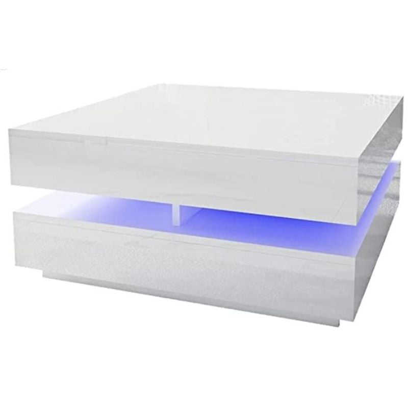 Smart LED Coffee Table | Modern High Gloss Living Room Table (White)