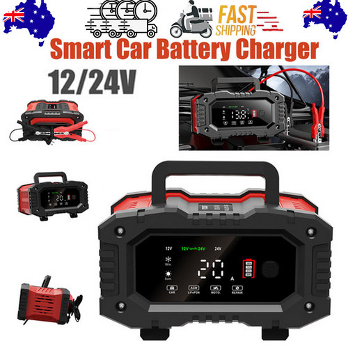 Smart 12V/24V 20A Car Battery Charger | Lead Acid, AGM, GEL, LiFePO4, Lithium