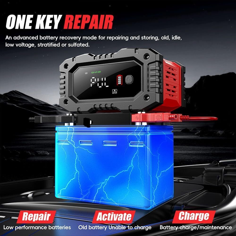 Smart 12V/24V 20A Car Battery Charger | Lead Acid, AGM, GEL, LiFePO4, Lithium