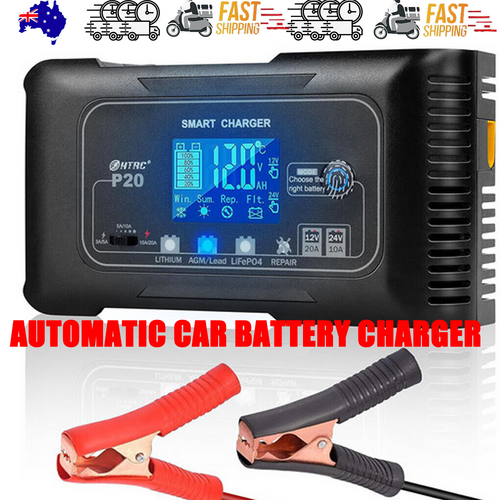 Smart 12V/24V 20A Automatic Car Battery Charger | Lithium, LiFePO4, Lead-Acid, AGM/GEL