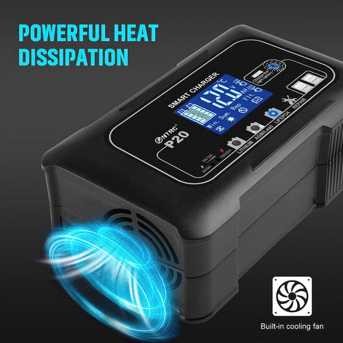 Smart 12V/24V 20A Automatic Car Battery Charger | Lithium, LiFePO4, Lead-Acid, AGM/GEL