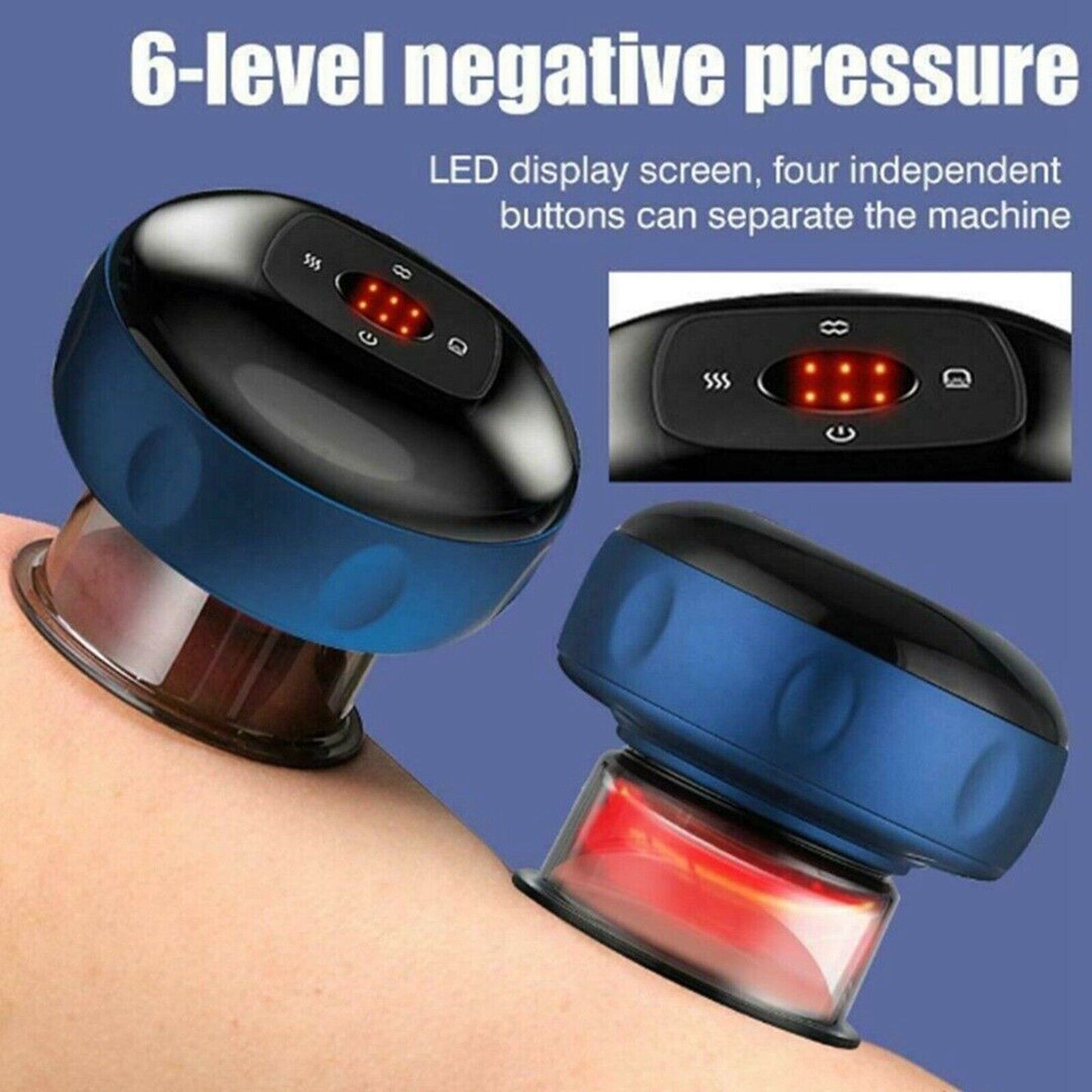 Smart Electric Cupping Therapy Massager | 12-Level Suction & Red-Light Heating (Blue)