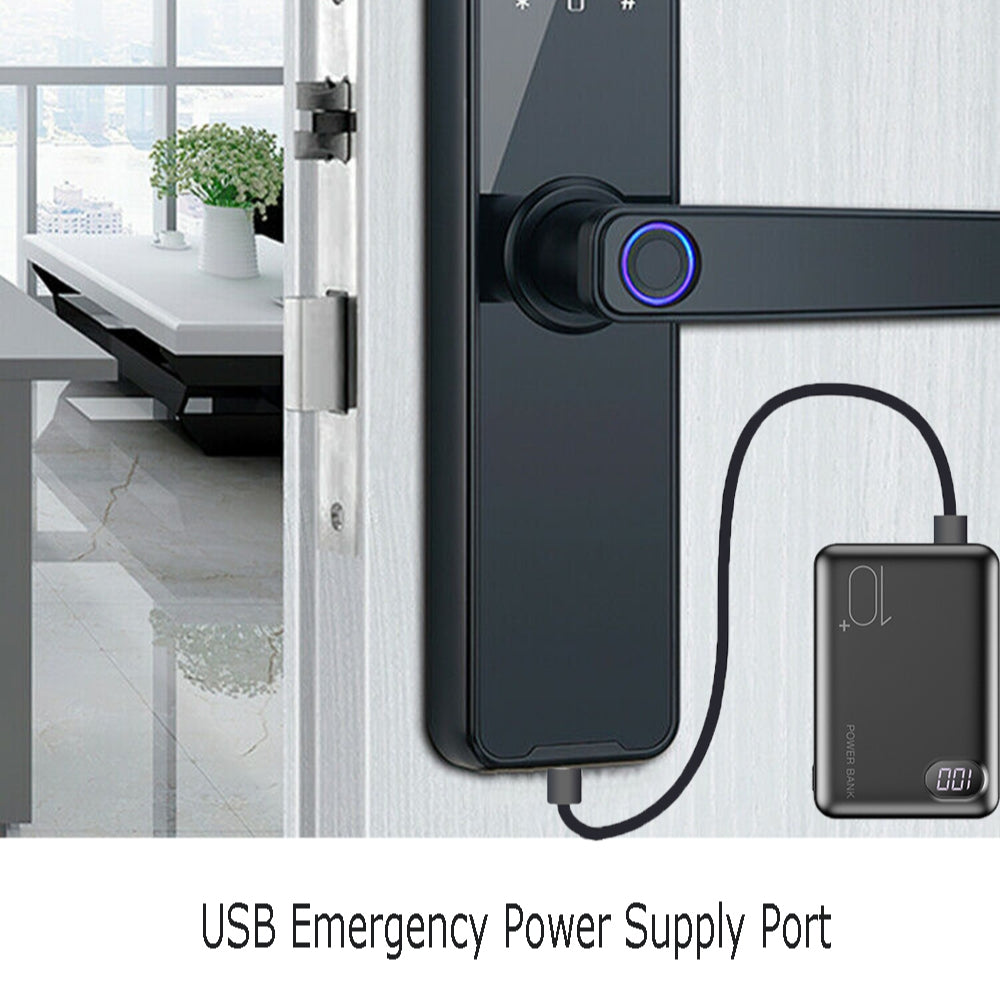 Smart Door Lock | Fingerprint + APP + Password + Card + Key (Black)