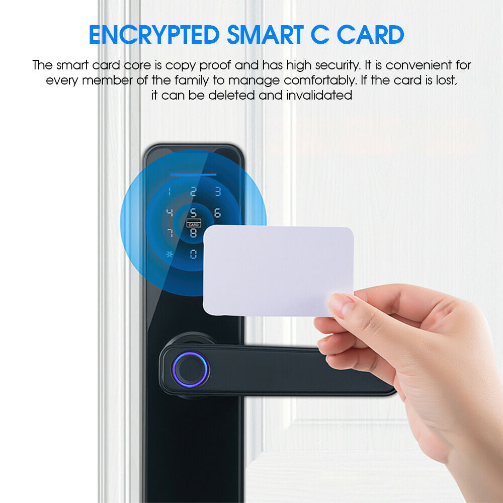 Smart Tuya Door Lock | WiFi Fingerprint, PIN, IC Card, App Control (Black)