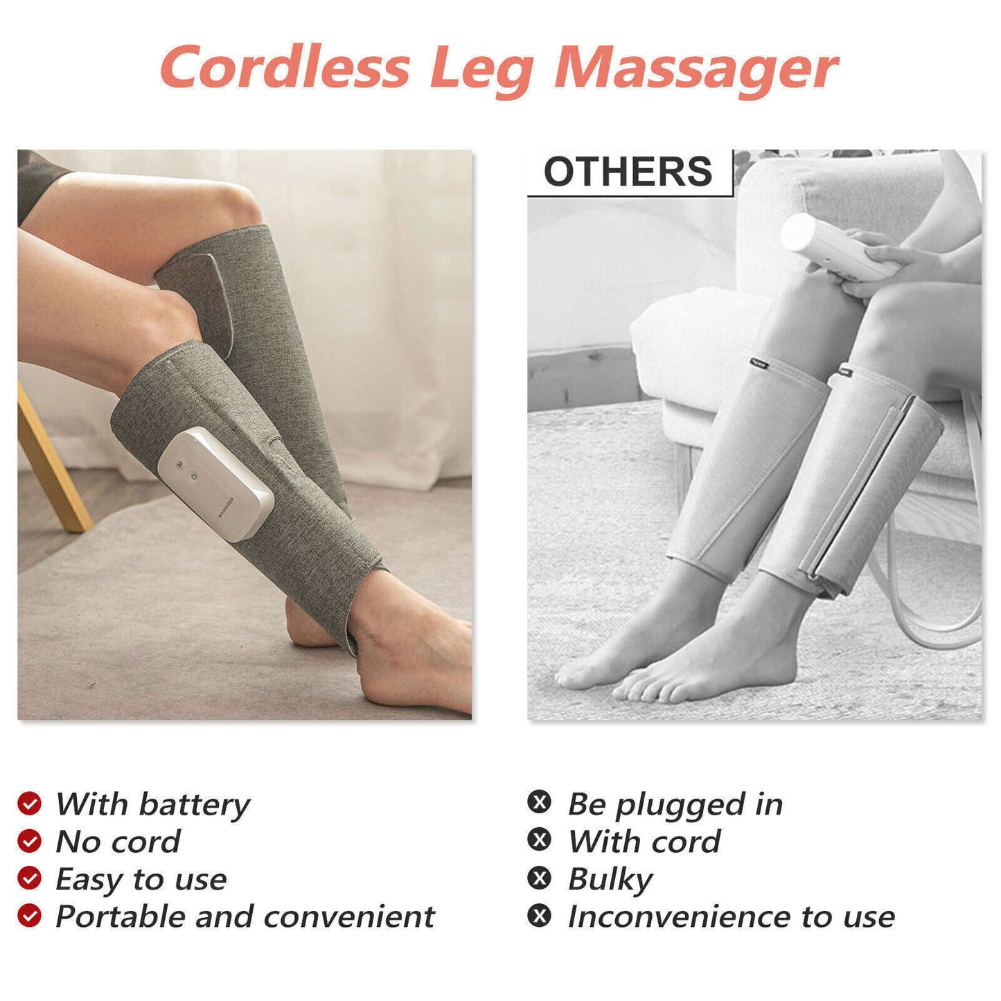 Heated Air Compression Leg Massager | Calf & Foot Circulation Therapy