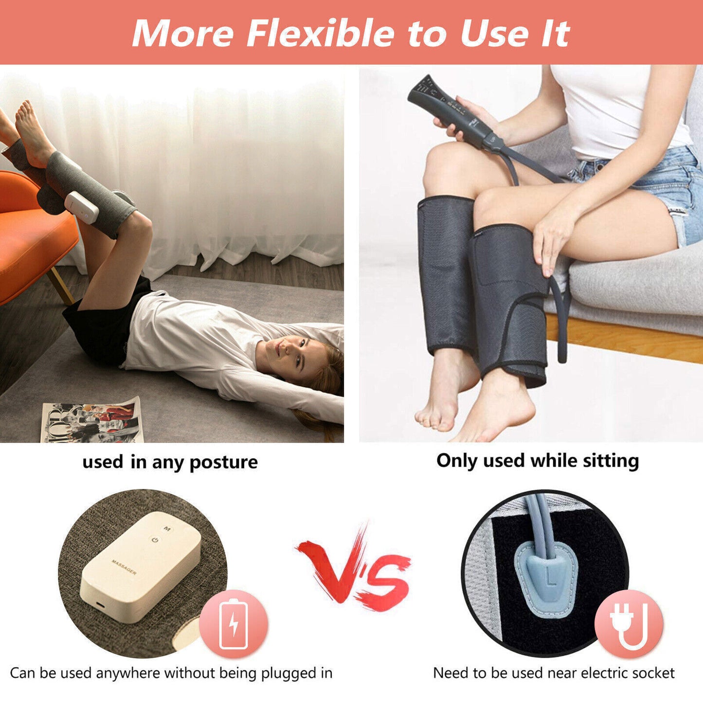 Heated Air Compression Leg Massager | Calf & Foot Circulation Therapy
