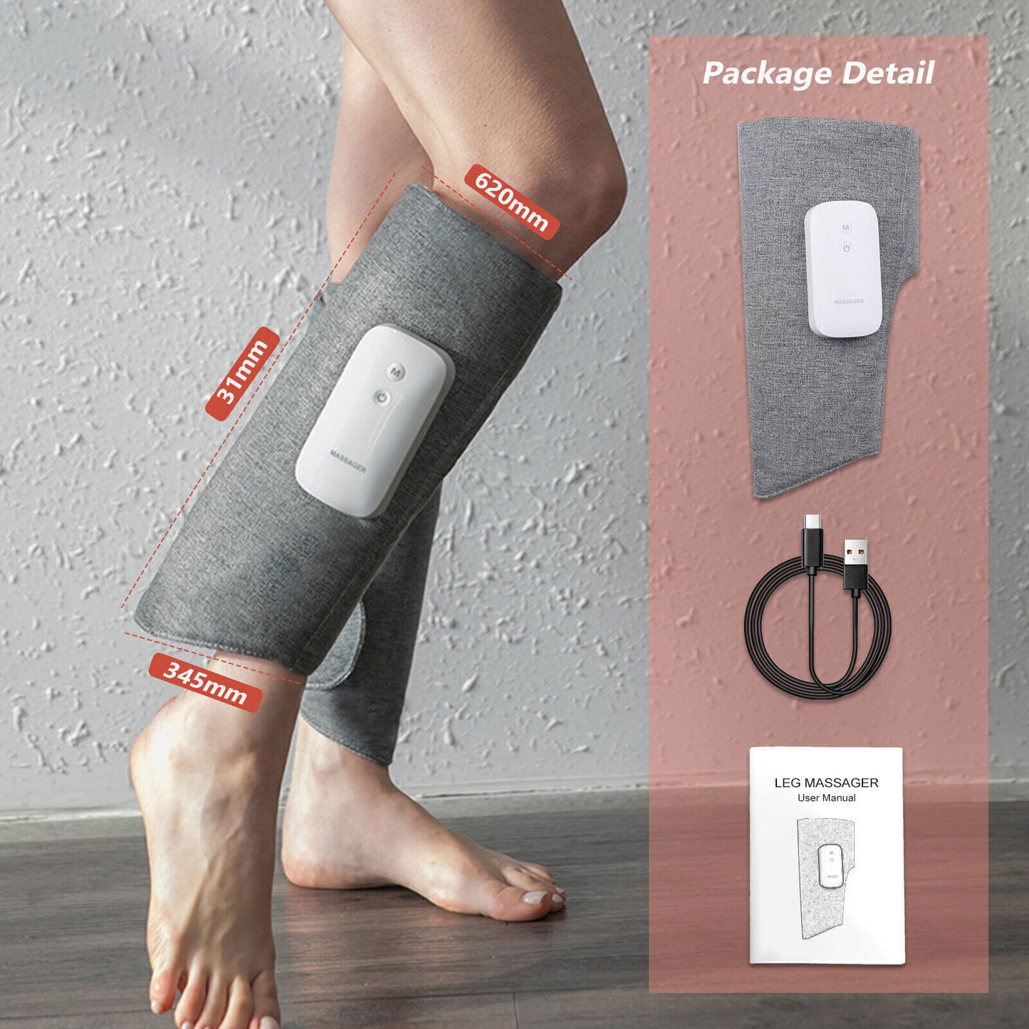 Heated Air Compression Leg Massager | Calf & Foot Circulation Therapy