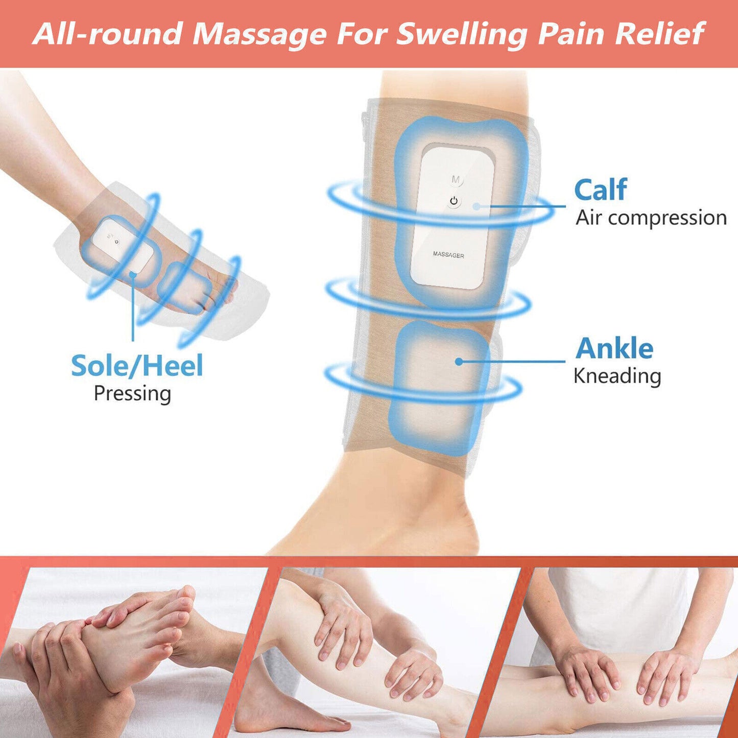 Heated Air Compression Leg Massager | Calf & Foot Circulation Therapy