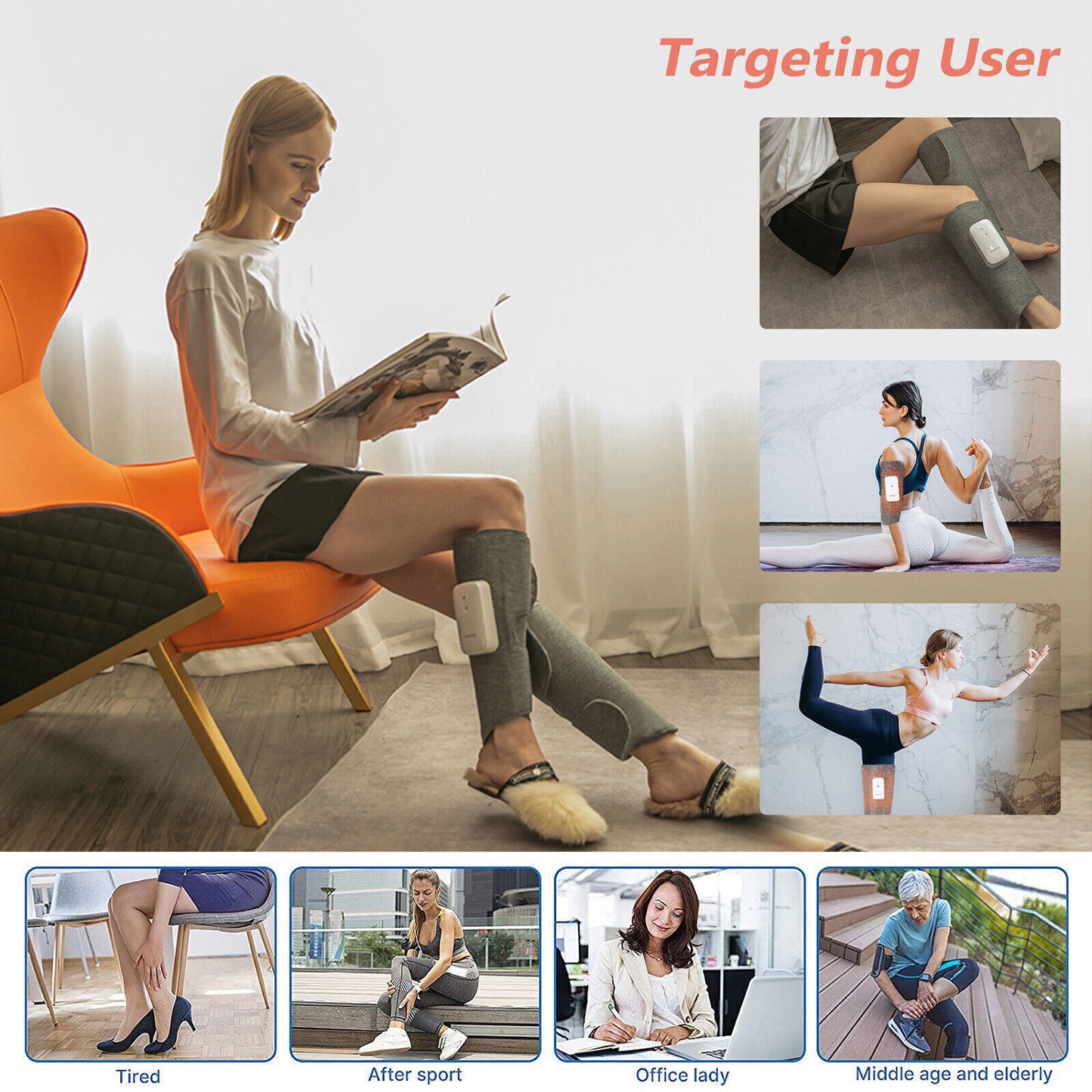 Heated Air Compression Leg Massager | Calf & Foot Circulation Therapy