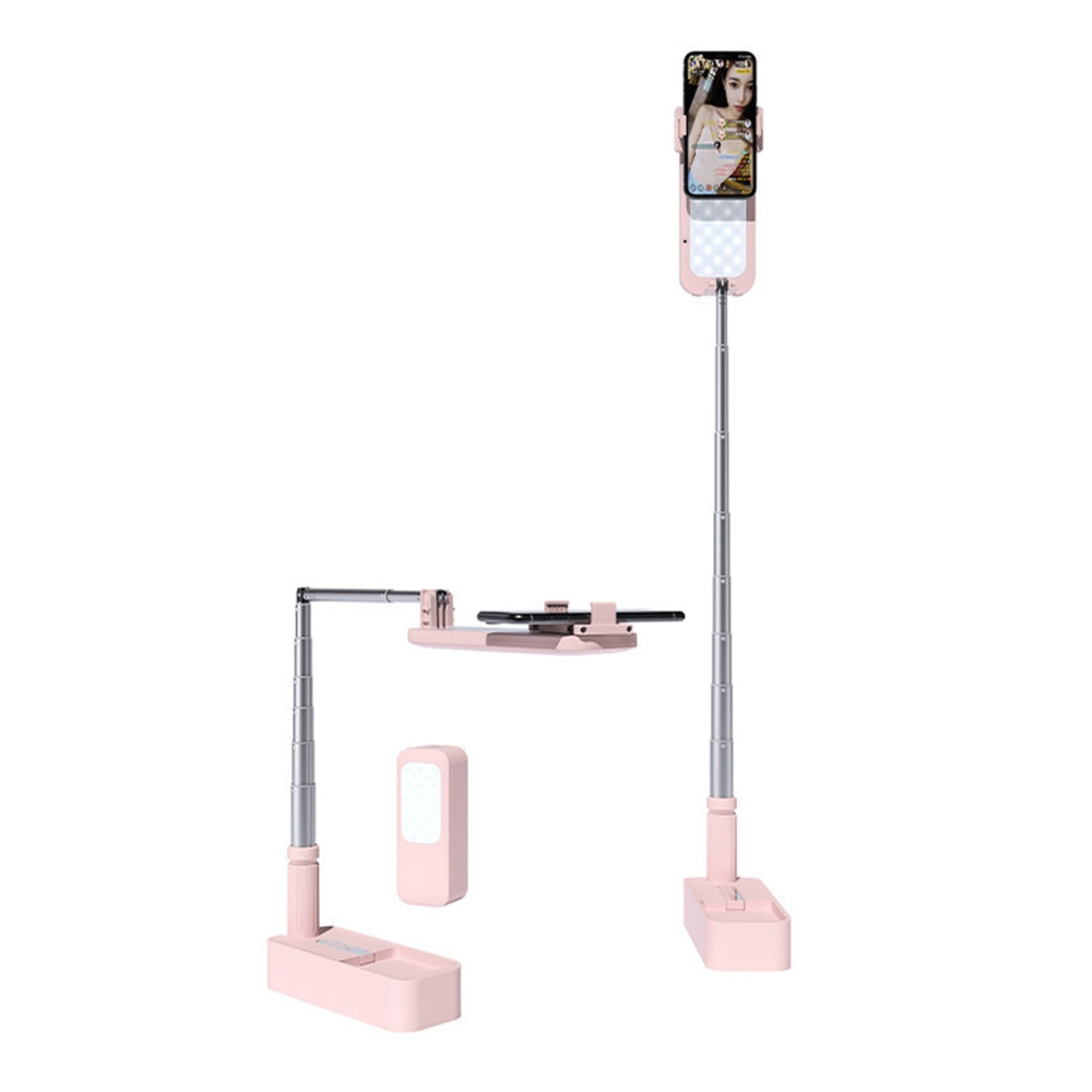 Pink LED Portable Phone Holder Stand with Wireless Remote Selfie Fill Light