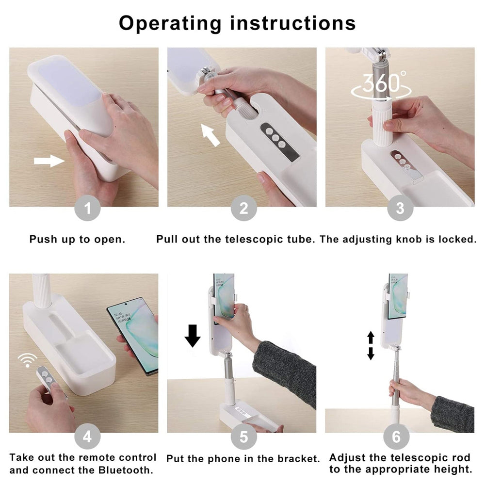 Pink LED Portable Phone Holder Stand with Wireless Remote Selfie Fill Light