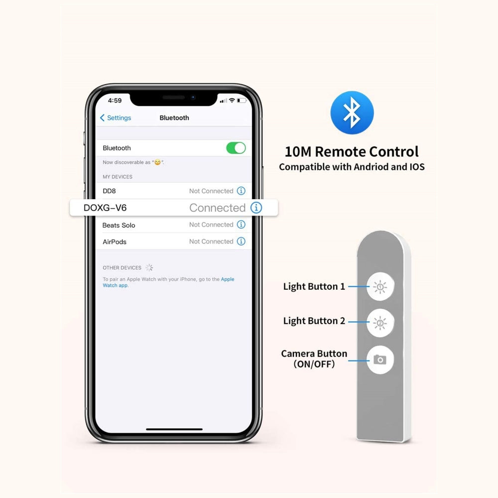 White LED Portable Phone Holder Stand with Wireless Remote Selfie Fill Light