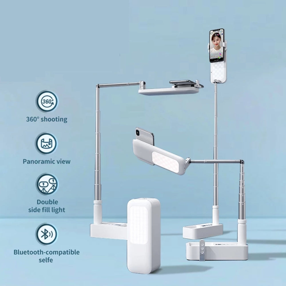 White LED Portable Phone Holder Stand with Wireless Remote Selfie Fill Light