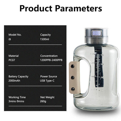 Smart Hydrogen Water Bottle | 1.5L Portable Hydrogen Generator