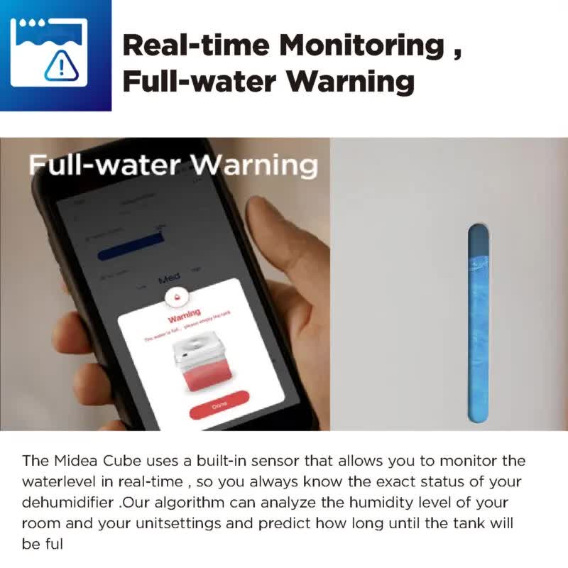 Midea Cube Smart Wi-Fi Dehumidifier | 12L Tank | Up to 20L/Day Moisture Removal