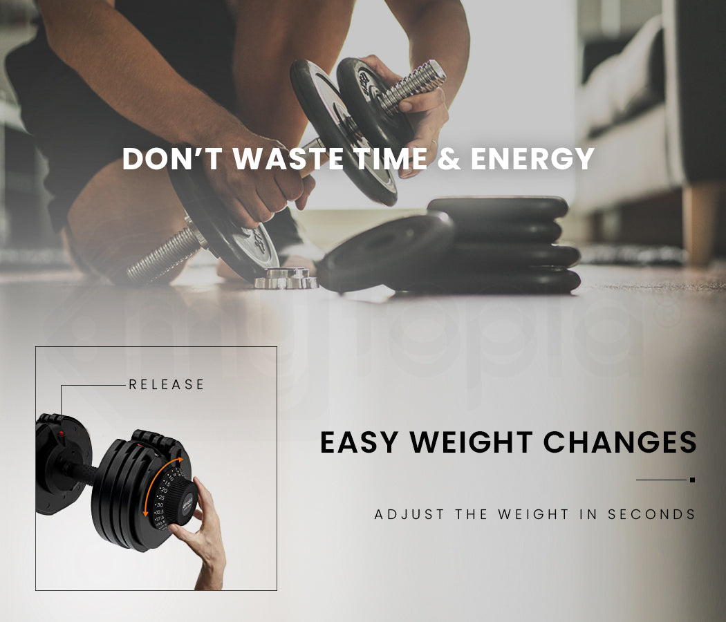 ATIVAFIT 32.5kg Single Adjustable Weight Dumbbell