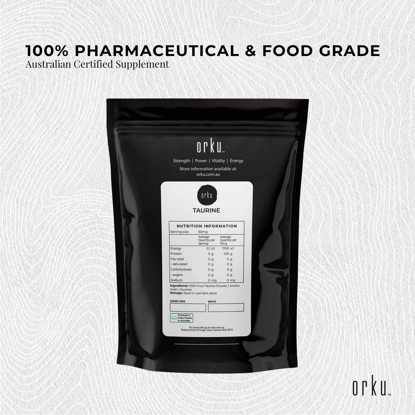 Pure L-Taurine Powder | Pharmaceutical & Food Grade Amino Acid (400g)