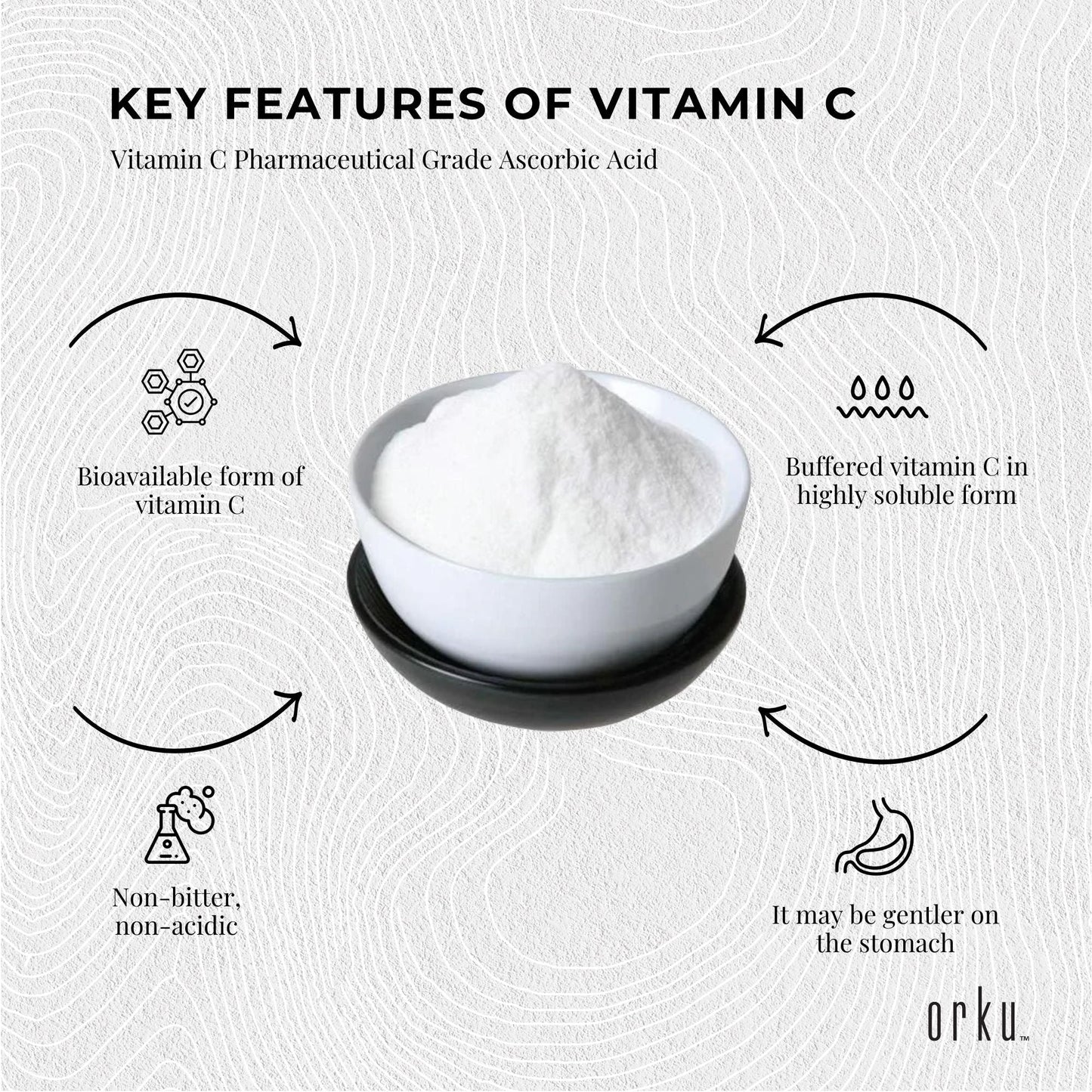 Orku 400g Sodium Ascorbate Powder | Buffered Vitamin C (Pharmaceutical Grade)