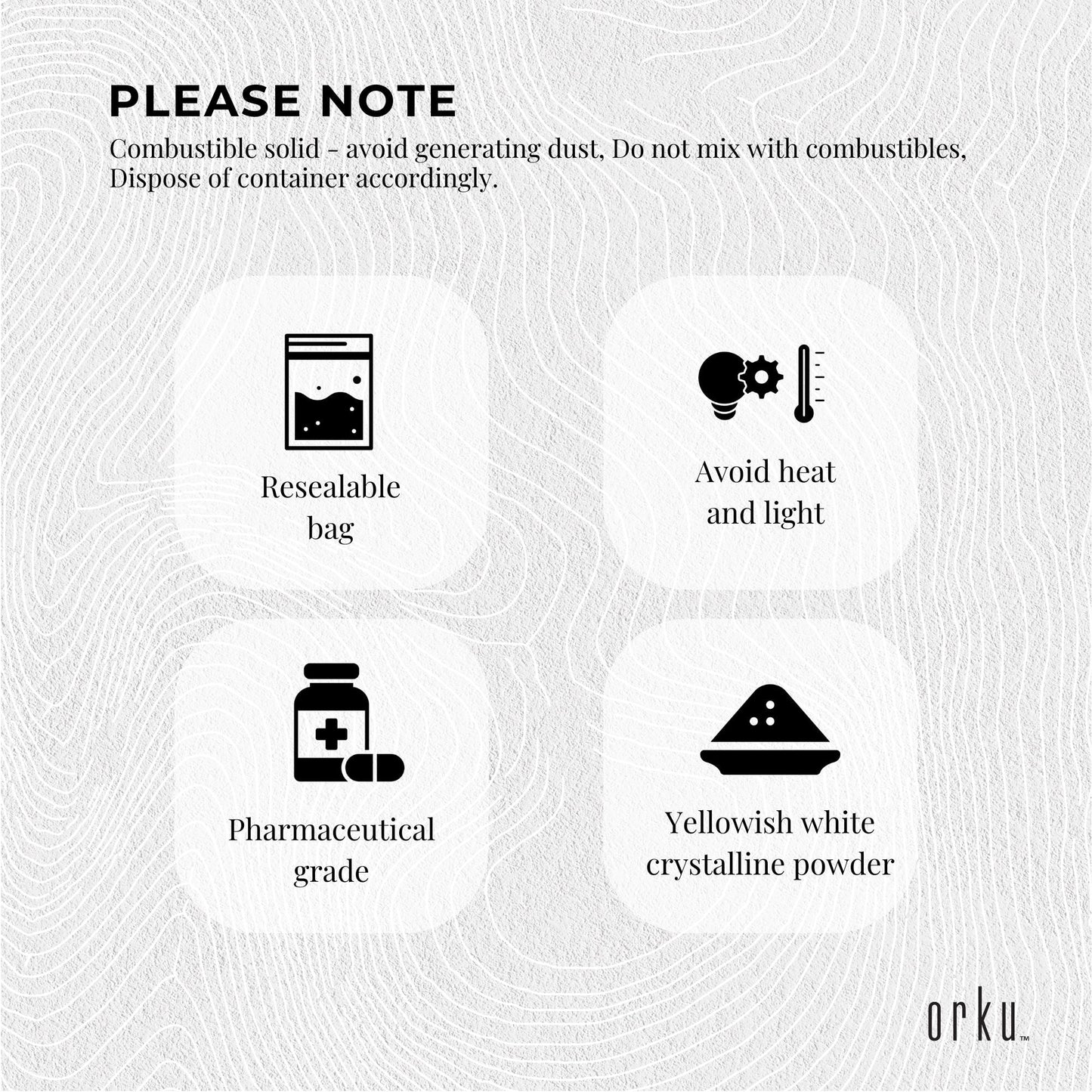 Orku 1kg Sodium Ascorbate Powder | Buffered Vitamin C (Pharmaceutical Grade)