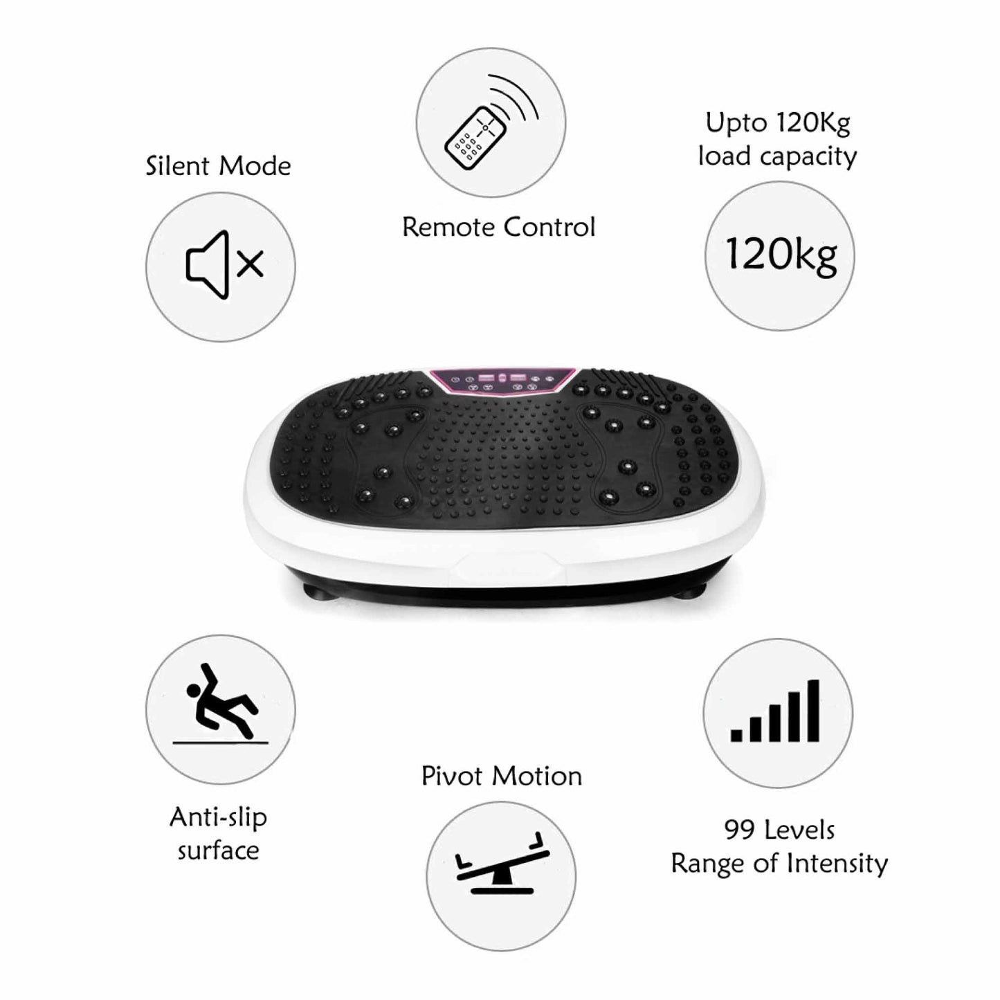 Smart Mini Vibration Platform | 99-Level Magnet Therapy Exercise Plate (Black)