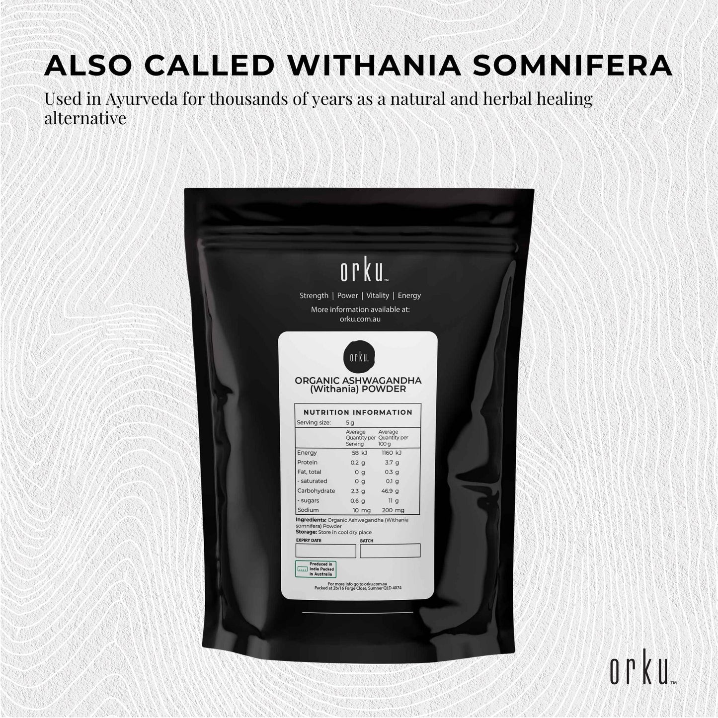Organic Ashwagandha Root Powder 400g | Withania Somnifera