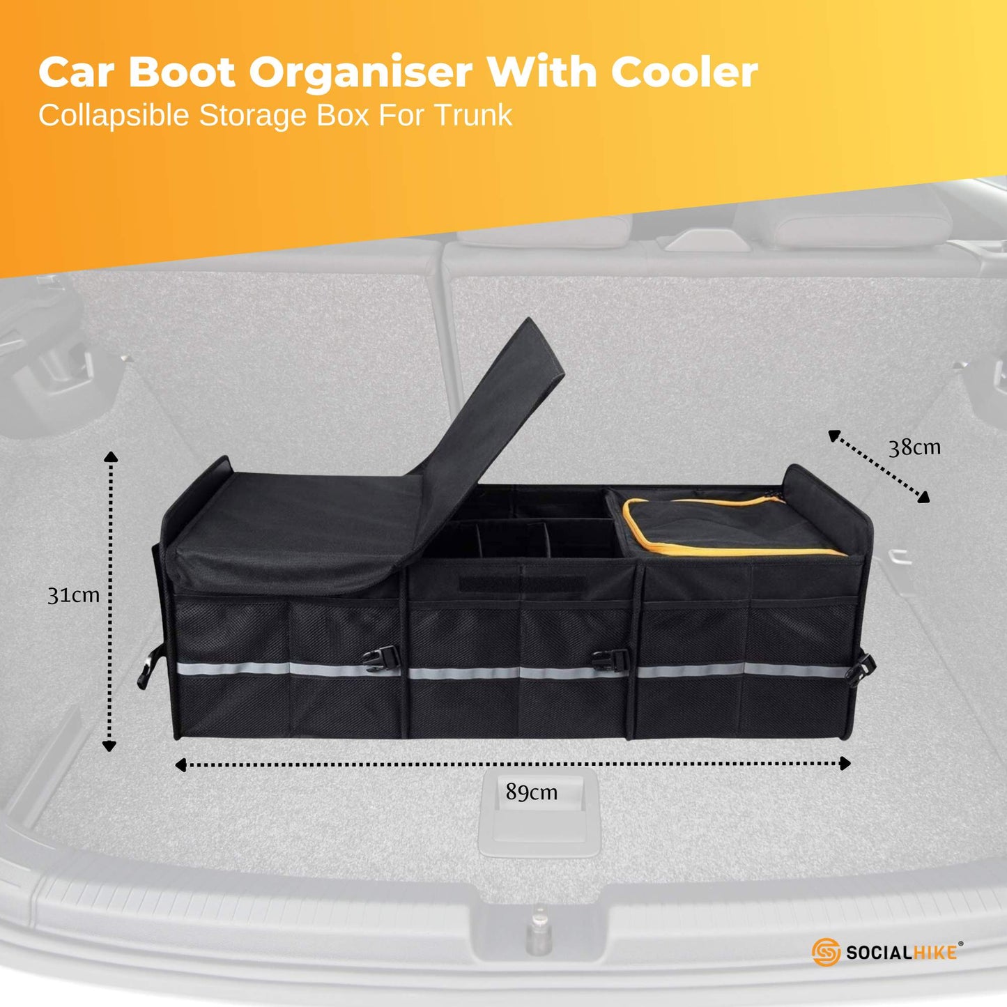 Smart Car Boot Organiser with Cooler | Collapsible Storage Box for Trunk