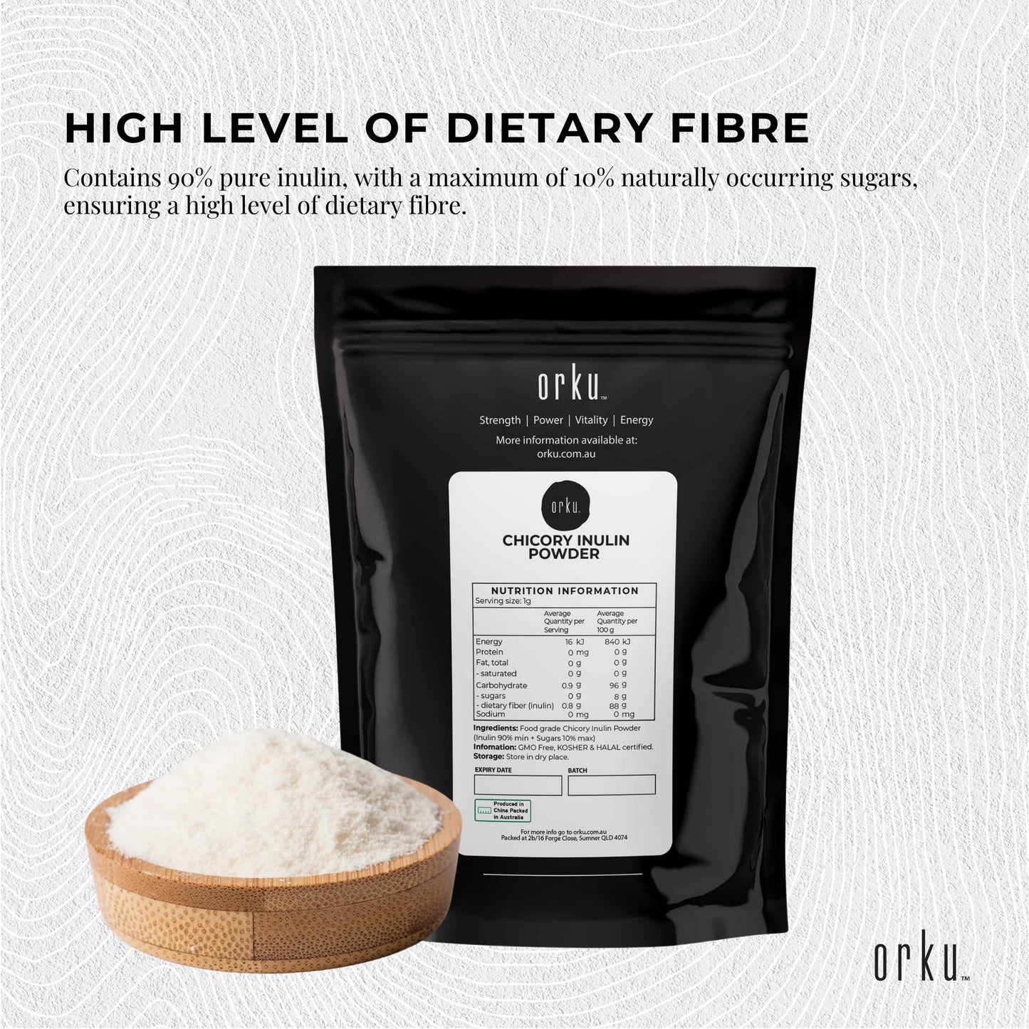 Orku Inulin Powder | Chicory Root Prebiotic Fibre (400g)