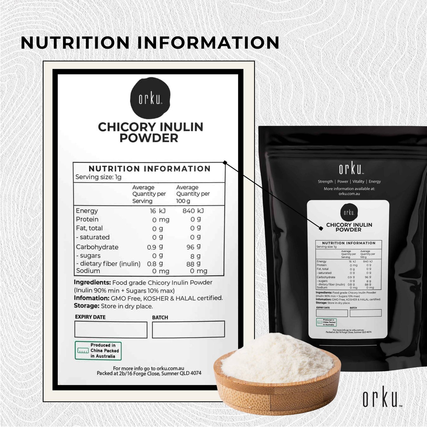 Orku Inulin Powder | Chicory Root Prebiotic Fibre (1kg)