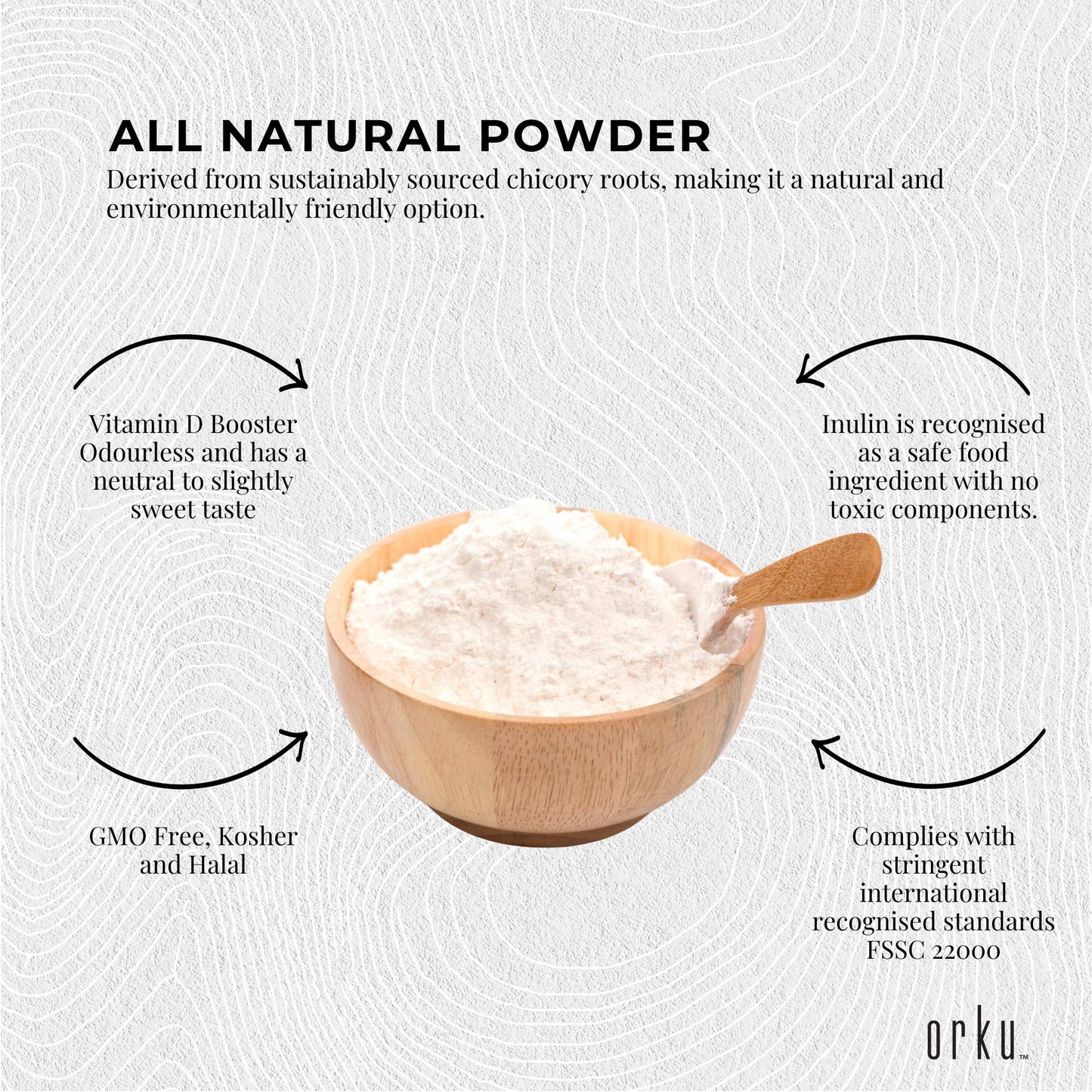 Orku Inulin Powder | Chicory Root Prebiotic Fibre (1kg)