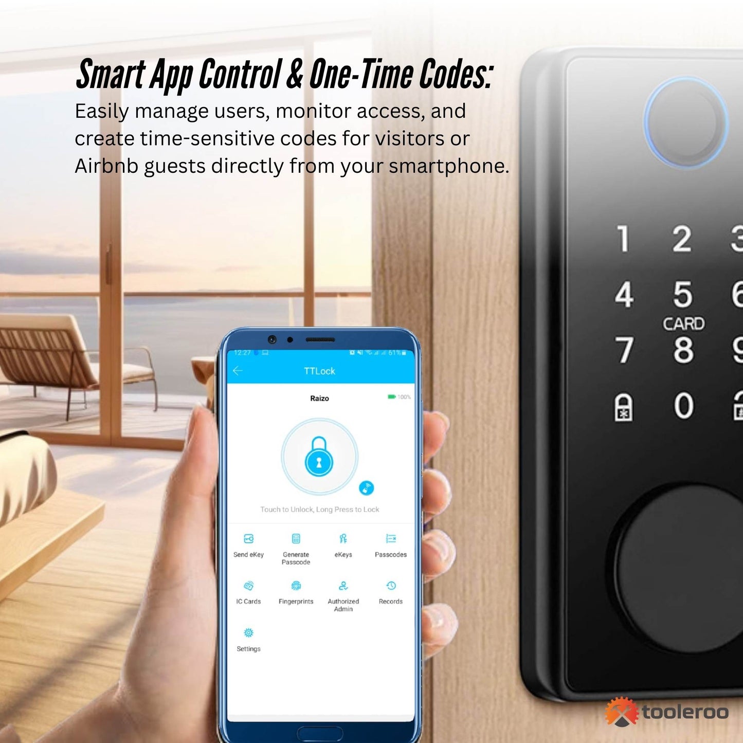 Smart Door Lock | 5-in-1 Keyless Entry Security System (Black)