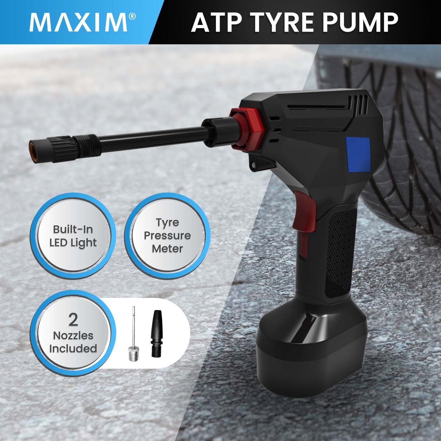 Smart 12V Portable Tyre Pump | Digital Gauge Air Compressor with LED Light