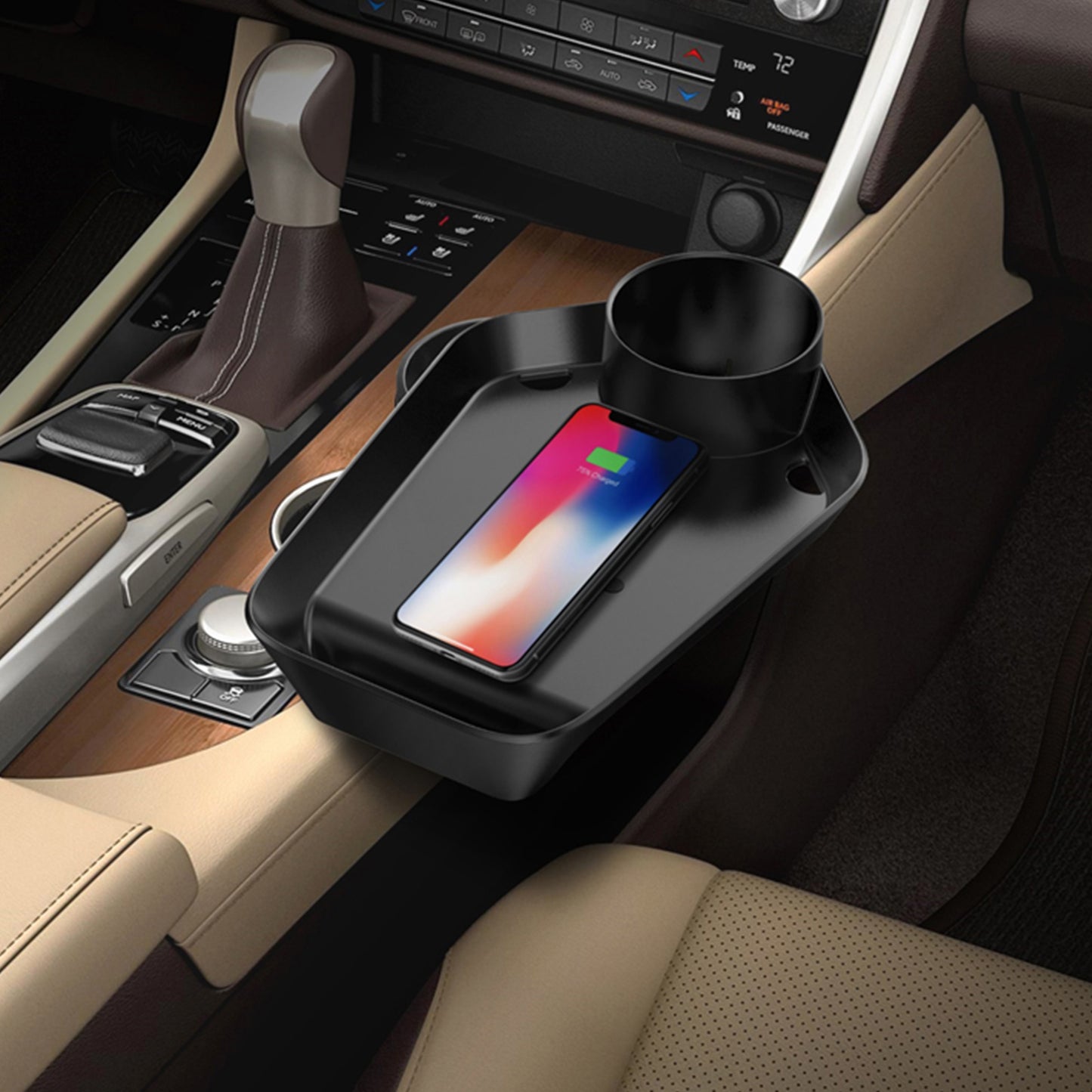Smart 10W Car Cup Holder Wireless Charging Tray | Kustom 2-in-1 Extension Mount