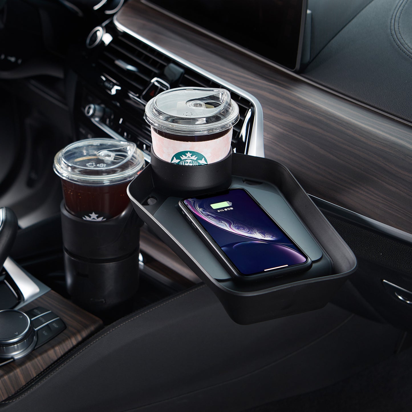 Smart 10W Car Cup Holder Wireless Charging Tray | Kustom 2-in-1 Extension Mount
