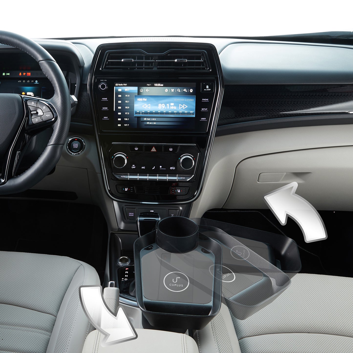 Smart 10W Car Cup Holder Wireless Charging Tray | Kustom 2-in-1 Extension Mount