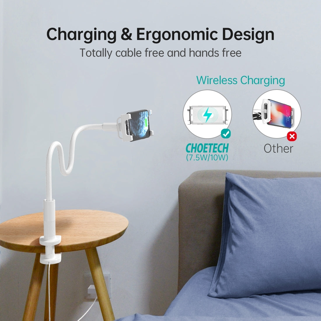 Smart 2-in-1 15W Wireless Charging Phone Mount | CHOETECH T584-F