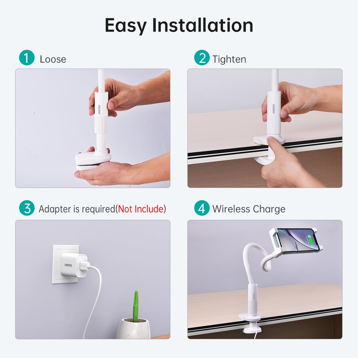 Smart 2-in-1 15W Wireless Charging Phone Mount | CHOETECH T584-F