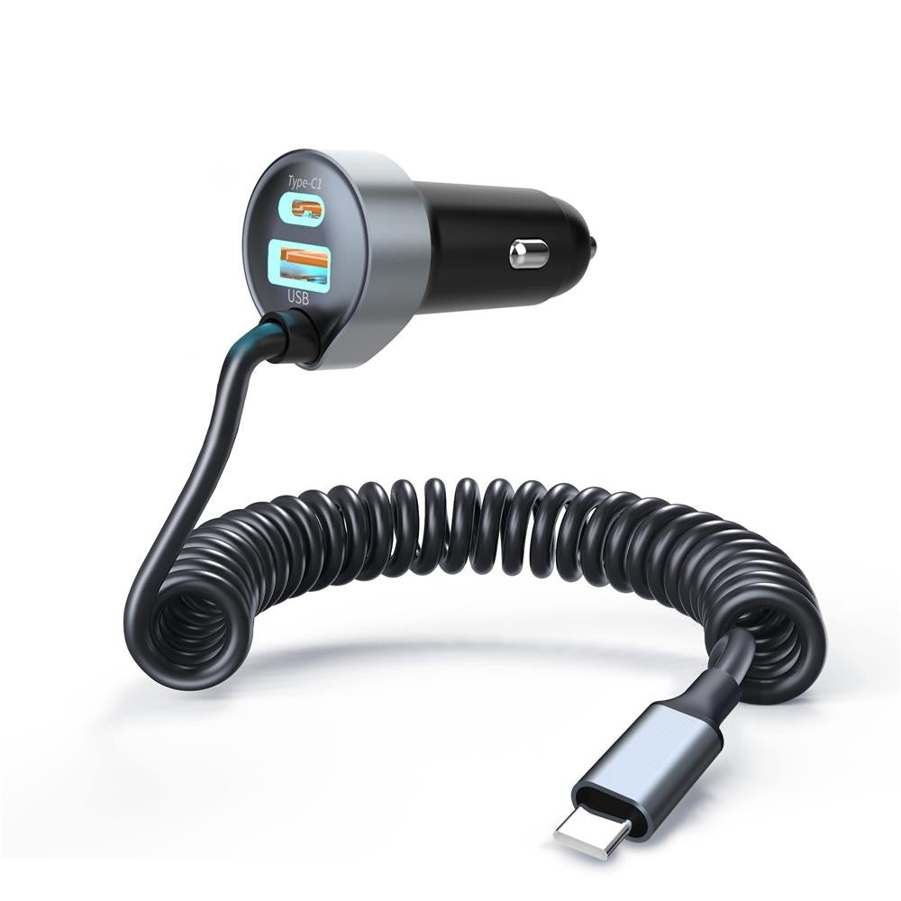 Smart 65W Fast Car Charger | CHOETECH TC0030 with Stretchable USB-C Cable
