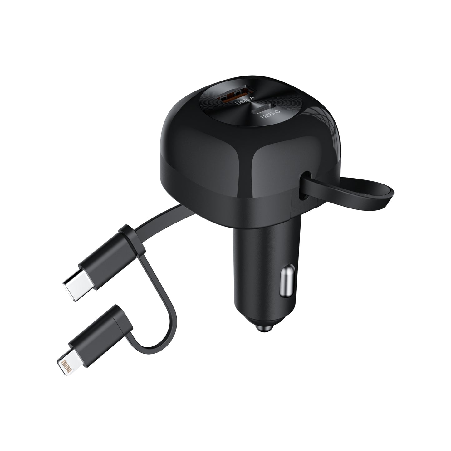 Smart 75W Fast Car Charger | CHOETECH TC0036 Retractable USB-C + Lightning