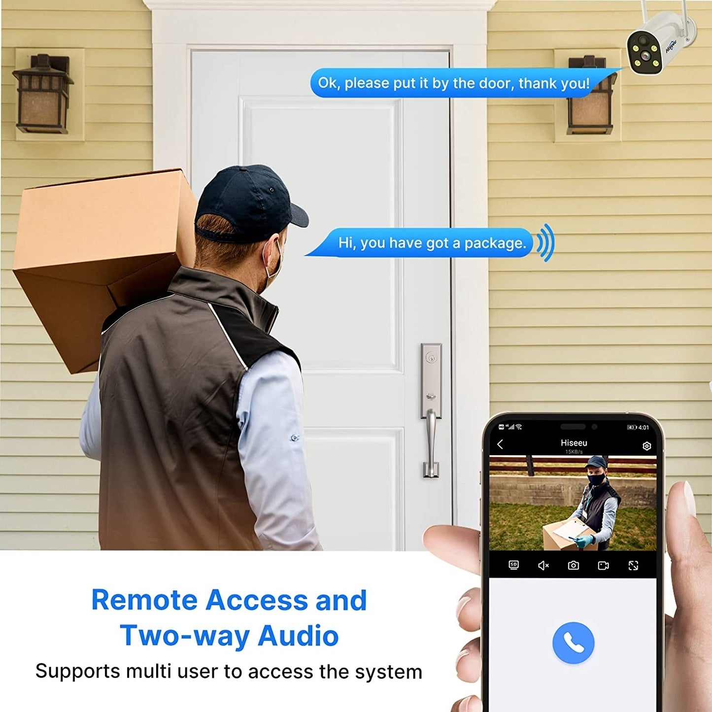 Hiseeu C40 Smart Battery Camera | 4MP WiFi, Solar Panel & PIR Motion Detection