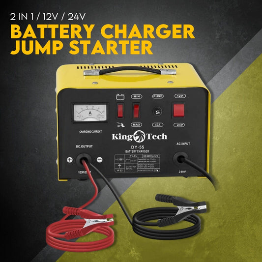 Smart 12V/24V Heavy-Duty 2-in-1 Battery Charger & Jump Starter | Kingtech 40A