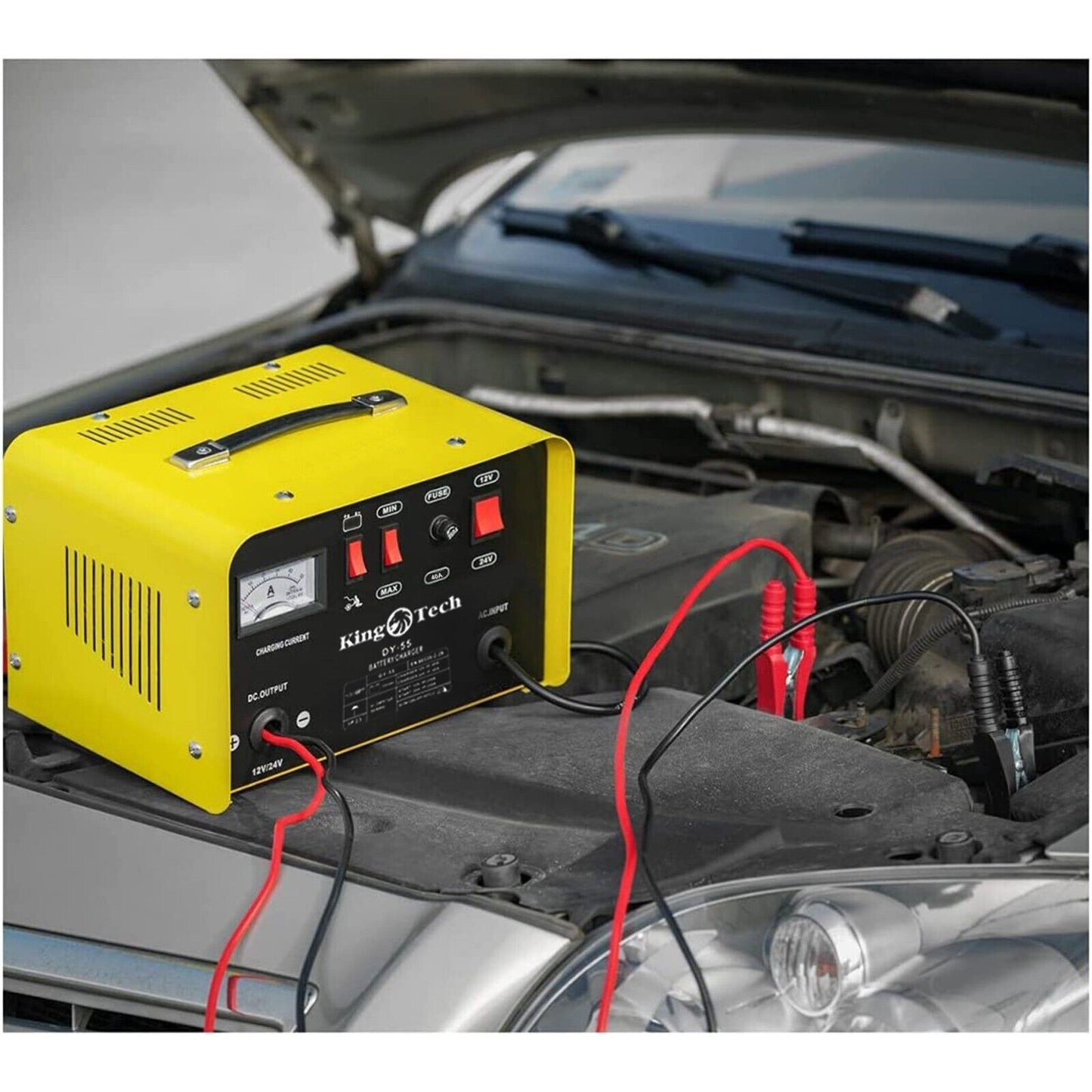 Smart 12V/24V Heavy-Duty 2-in-1 Battery Charger & Jump Starter | Kingtech 40A