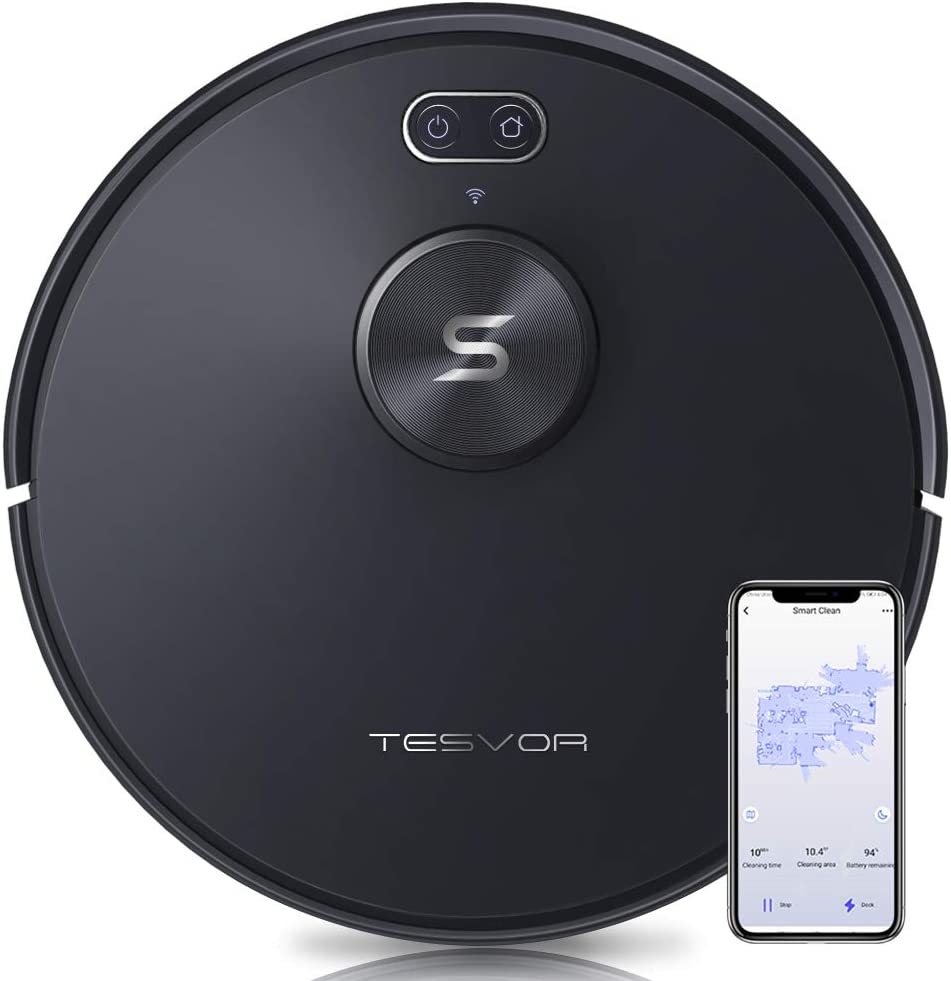 Smart Robot Vacuum & Mop | Tesvor S6+ 2700 Pa Laser Navigation & App Control (Black)