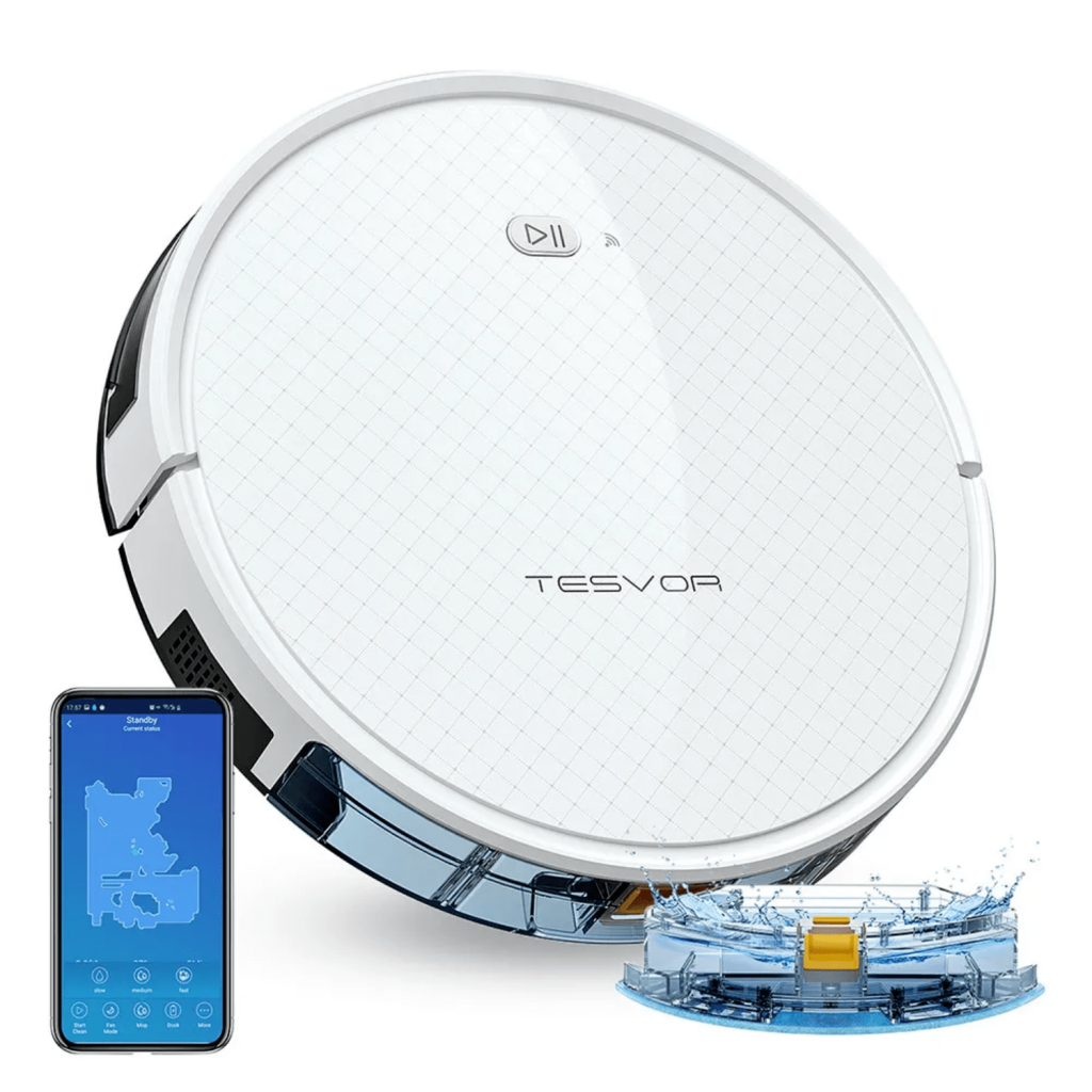 Smart Robot Vacuum | Tesvor X500 Pro with Wi-Fi Mapping & Auto Recharge (White)