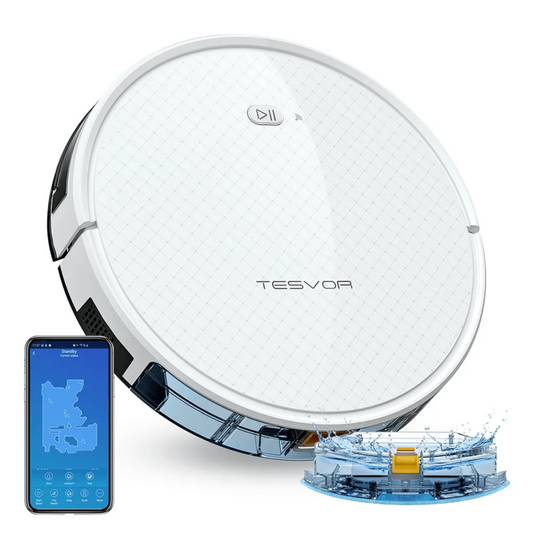 Smart Robot Vacuum | Tesvor X500 Pro with Wi-Fi Mapping & Auto Recharge (White)
