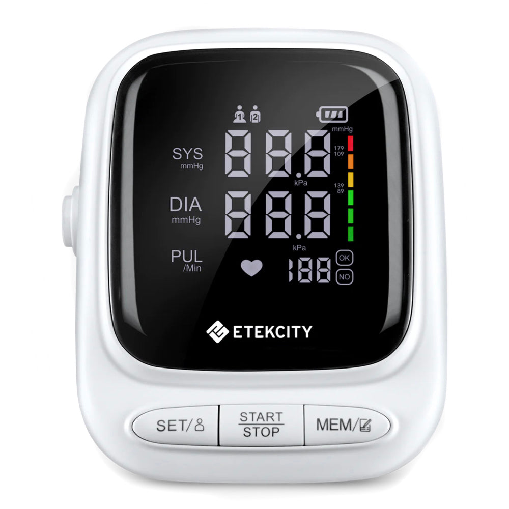 Smart Blood Pressure Monitor | Etekcity Rechargeable Digital Arm Cuff (White)