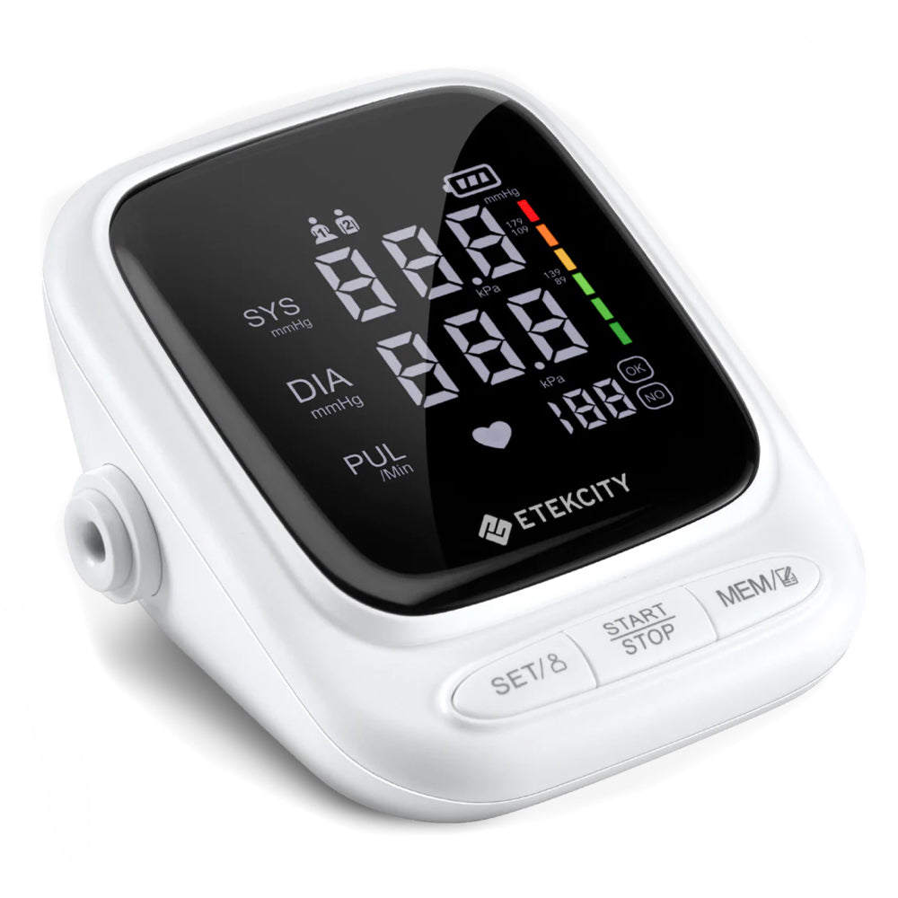Smart Blood Pressure Monitor | Etekcity Rechargeable Digital Arm Cuff (White)