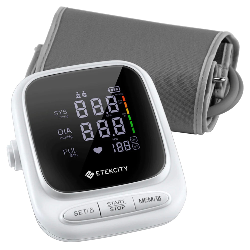 Smart Blood Pressure Monitor | Etekcity Rechargeable Digital Arm Cuff (White)