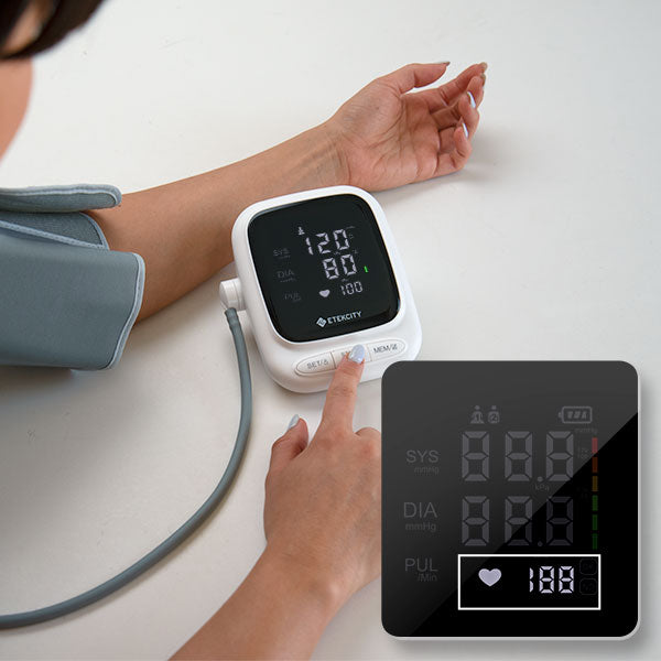 Smart Blood Pressure Monitor | Etekcity Rechargeable Digital Arm Cuff (White)