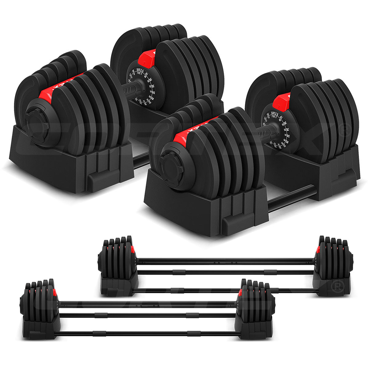CORTEX RevoLock V2 80kg Pair Adjustable Dumbbell & Barbell Set